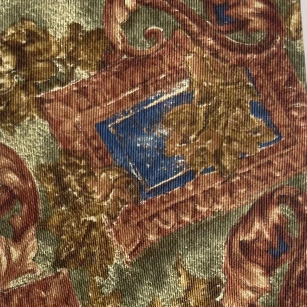 Vintage Deadstock Necktie Detailed Ornate‎ Men Tie Blue Copper Gold Silk Retro